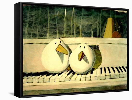 Piano Birds-Thomas MacGregor-Framed Stretched Canvas
