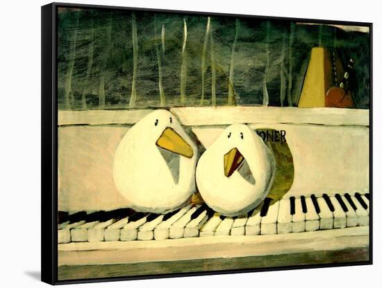 Piano Birds-Thomas MacGregor-Framed Stretched Canvas