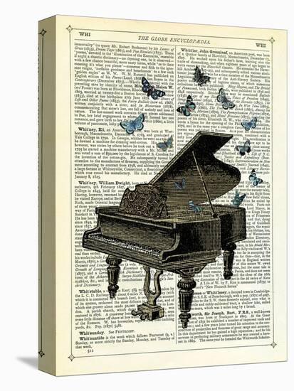 Piano & Butterflies-Marion Mcconaghie-Stretched Canvas