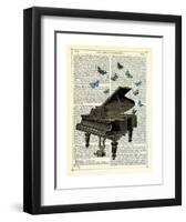 Piano & Butterflies-Marion Mcconaghie-Framed Art Print