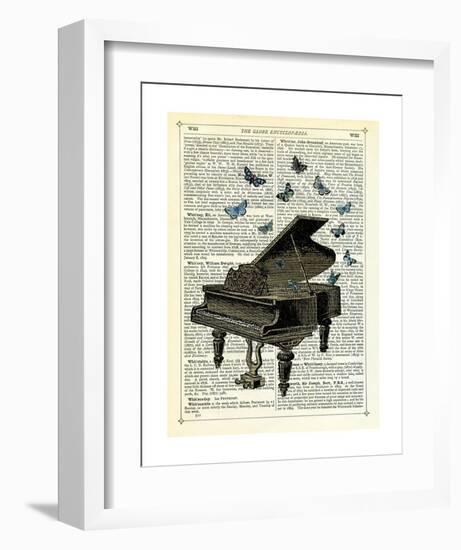 Piano & Butterflies-Marion Mcconaghie-Framed Art Print