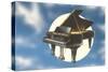 Piano Floating in Space-null-Stretched Canvas