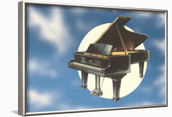 Piano Floating in Space-null-Framed Art Print