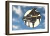 Piano Floating in Space-null-Framed Art Print