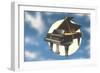Piano Floating in Space-null-Framed Art Print