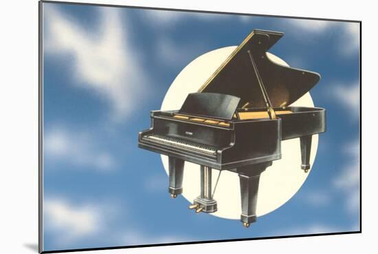 Piano Floating in Space-null-Mounted Art Print