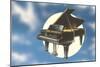 Piano Floating in Space-null-Mounted Art Print
