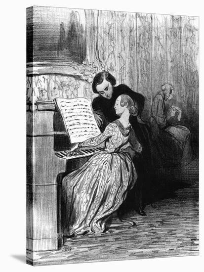 Piano Student Performs, C.1860-H. Daumier-Stretched Canvas