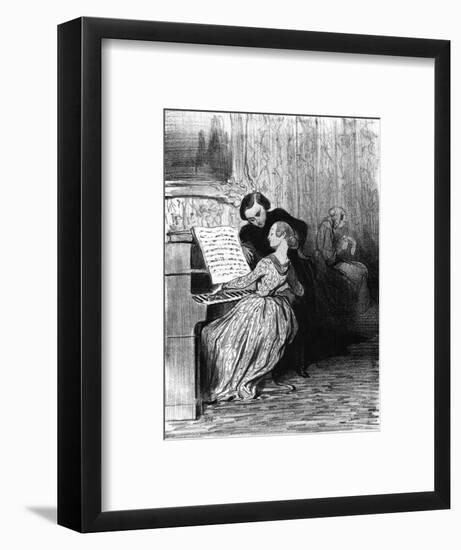 Piano Student Performs, C.1860-H. Daumier-Framed Art Print