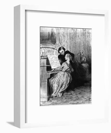 Piano Student Performs, C.1860-H. Daumier-Framed Art Print