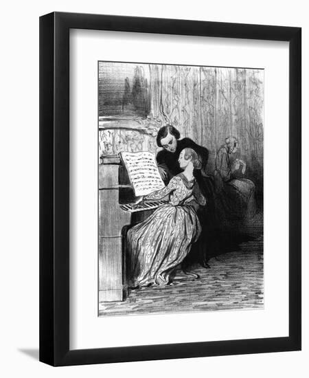 Piano Student Performs, C.1860-H. Daumier-Framed Art Print