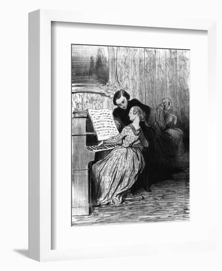 Piano Student Performs, C.1860-H. Daumier-Framed Art Print
