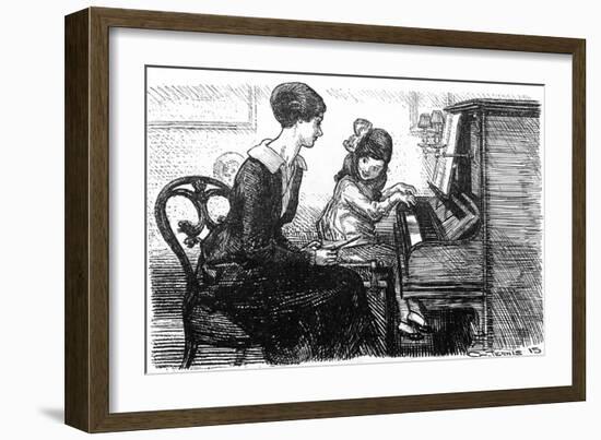 Piano Teacher and Pupil, 1915-G. Jenkins-Framed Art Print