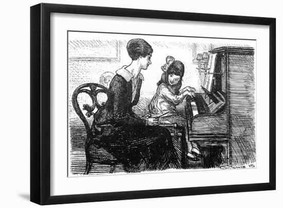 Piano Teacher and Pupil, 1915-G. Jenkins-Framed Art Print