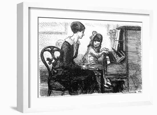 Piano Teacher and Pupil, 1915-G. Jenkins-Framed Art Print