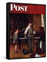 "Piano Tuner" Saturday Evening Post Cover, January 11,1947-Norman Rockwell-Framed Stretched Canvas
