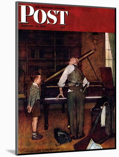 "Piano Tuner" Saturday Evening Post Cover, January 11,1947-Norman Rockwell-Mounted Giclee Print