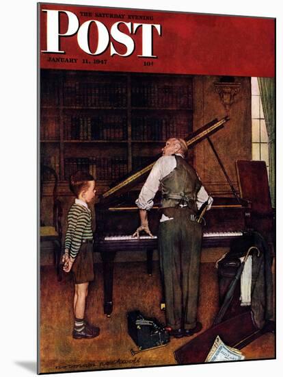 "Piano Tuner" Saturday Evening Post Cover, January 11,1947-Norman Rockwell-Mounted Giclee Print