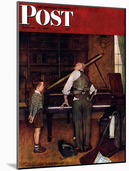 "Piano Tuner" Saturday Evening Post Cover, January 11,1947-Norman Rockwell-Mounted Giclee Print