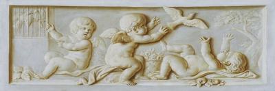 Putti Playing with Birds (Oil on Canvas)-Piat-Joseph Sauvage-Mounted Giclee Print