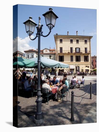 Piazza and Cafe, Menaggio, Lake Como, Lombardy, Italy, Europe-Frank Fell-Stretched Canvas