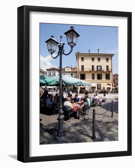 Piazza and Cafe, Menaggio, Lake Como, Lombardy, Italy, Europe-Frank Fell-Framed Photographic Print