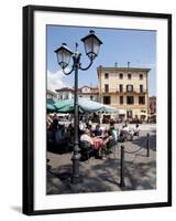 Piazza and Cafe, Menaggio, Lake Como, Lombardy, Italy, Europe-Frank Fell-Framed Photographic Print