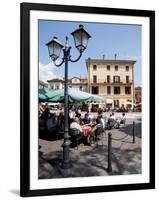 Piazza and Cafe, Menaggio, Lake Como, Lombardy, Italy, Europe-Frank Fell-Framed Photographic Print