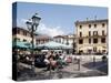Piazza and Cafe, Menaggio, Lake Como, Lombardy, Italy, Europe-Frank Fell-Stretched Canvas