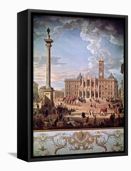 Piazza and Church of Santa Maria Maggiore, 1742-Giovanni Paolo Pannini-Framed Stretched Canvas