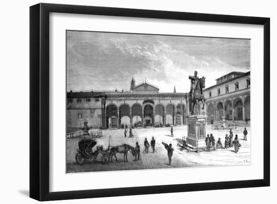 Piazza and Church of the Santissima Annunziata, Florence, Italy, 1882-null-Framed Giclee Print