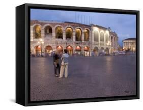 Piazza Bra, Roman Arena at Dusk, Verona, Veneto, Italy, Europe-Martin Child-Framed Stretched Canvas