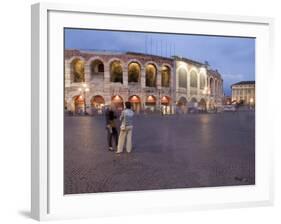 Piazza Bra, Roman Arena at Dusk, Verona, Veneto, Italy, Europe-Martin Child-Framed Photographic Print