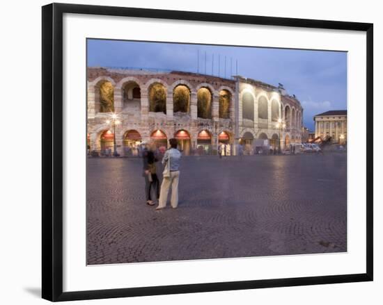 Piazza Bra, Roman Arena at Dusk, Verona, Veneto, Italy, Europe-Martin Child-Framed Photographic Print