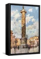 Piazza Colonna, Rome-Alberto Pisa-Framed Stretched Canvas