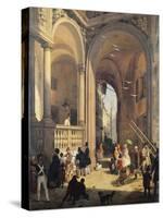 Piazza Dei Mercanti or the Transition from the Old Fish Merchants' Square, 1844-Angelo Inganni-Stretched Canvas