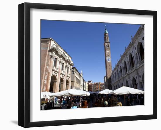 Piazza Dei Signori and the Bissara Tower, Vicenza, Veneto, Italy, Europe-Oliviero Olivieri-Framed Photographic Print