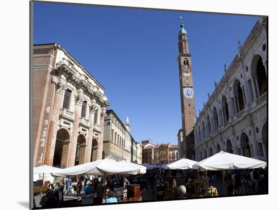 Piazza Dei Signori and the Bissara Tower, Vicenza, Veneto, Italy, Europe-Oliviero Olivieri-Mounted Photographic Print