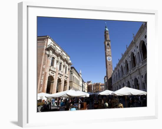 Piazza Dei Signori and the Bissara Tower, Vicenza, Veneto, Italy, Europe-Oliviero Olivieri-Framed Photographic Print