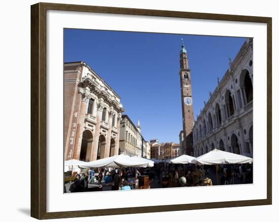 Piazza Dei Signori and the Bissara Tower, Vicenza, Veneto, Italy, Europe-Oliviero Olivieri-Framed Photographic Print