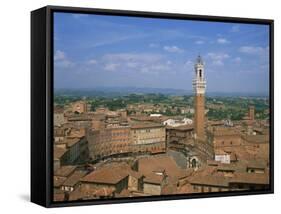 Piazza Del Campo and Houses on the Skyline of the Town of Siena, Tuscany, Italy-null-Framed Stretched Canvas