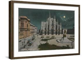 Piazza Del Duomo, Milan. Postcard Sent in 1913-Italian Photographer-Framed Giclee Print