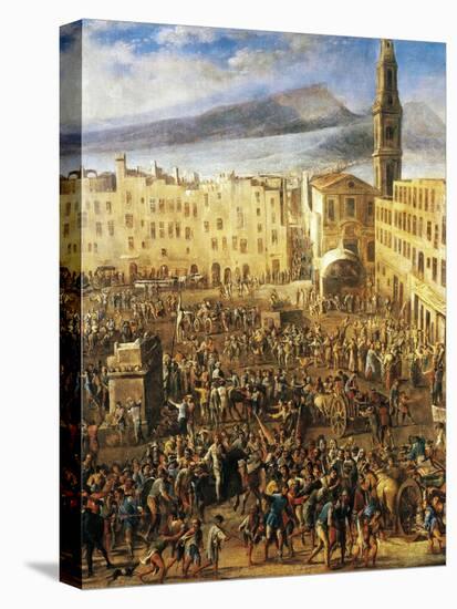Piazza Del Mercato in Naples, Detail from the Revolt of Masaniello-Domenico Gargiulo-Stretched Canvas
