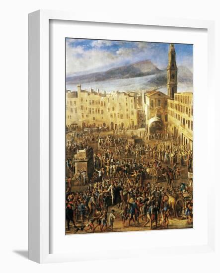 Piazza Del Mercato in Naples, Detail from the Revolt of Masaniello-Domenico Gargiulo-Framed Giclee Print