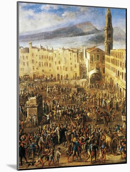 Piazza Del Mercato in Naples, Detail from the Revolt of Masaniello-Domenico Gargiulo-Mounted Giclee Print