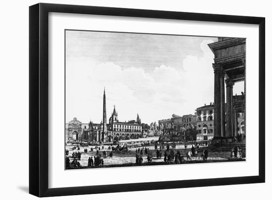 Piazza Del Popolo in Rome, by Luigi Rossini (1790-1857), Italy, 19th Century-null-Framed Giclee Print