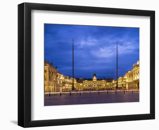 Piazza dell'Unita d'Italia in Trieste at blue hour-enricocacciafotografie-Framed Photographic Print