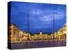 Piazza dell'Unita d'Italia in Trieste at blue hour-enricocacciafotografie-Stretched Canvas