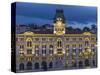 Piazza dell'Unita d'Italia in Trieste at blue hour-enricocacciafotografie-Stretched Canvas