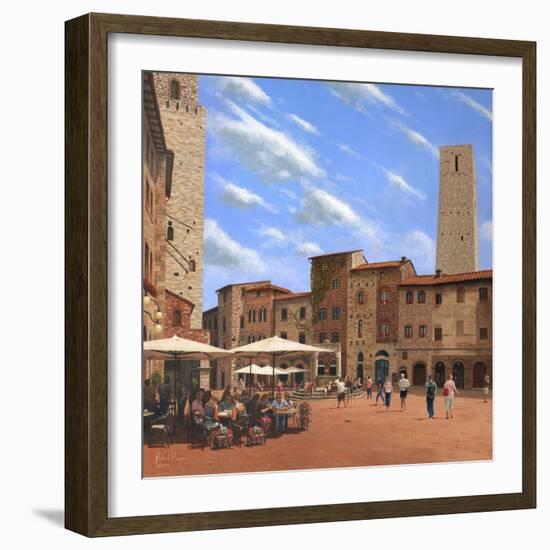 Piazza Della Cisterna San Gimignano Tuscany-Richard Harpum-Framed Art Print